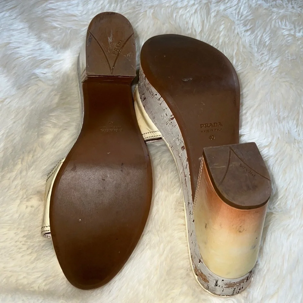 Prada Patent Leather Ombré Cork Platform Heels